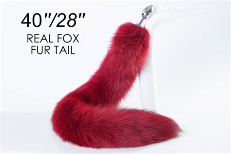 Long Tail Butt Plug Tail Sex Toy Dark Red Real Fox Tail Plug Wolf Dild Aliriga