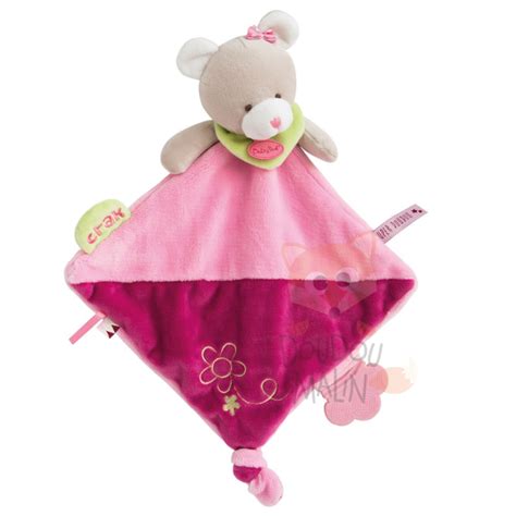 Baby Nat Les Super Doudous Doudou Plat Ours Rose Violet Vert Fleur