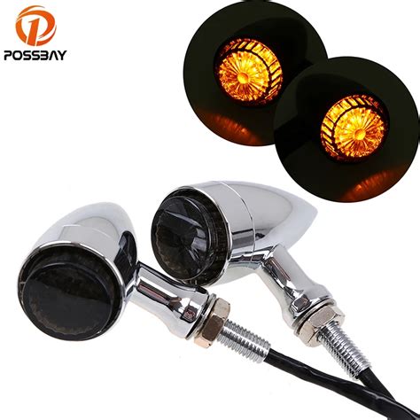 Possbay Smoke Lens Motorcycle Turn Signals Blinker Indicators Flasher