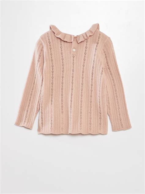 Pull en maille ajourée avec collerette Beige Kiabi 12 00