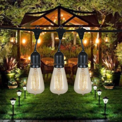 48 Foot S14 Edison Outdoor String Lights - Suspended Socket ...