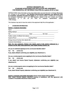 Fillable Online Standard Interconnection Application And Agreement Fax