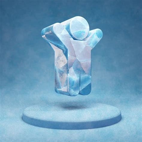 Child Icon Cracked Blue Ice Child Symbol On Blue Snow Podium Stock