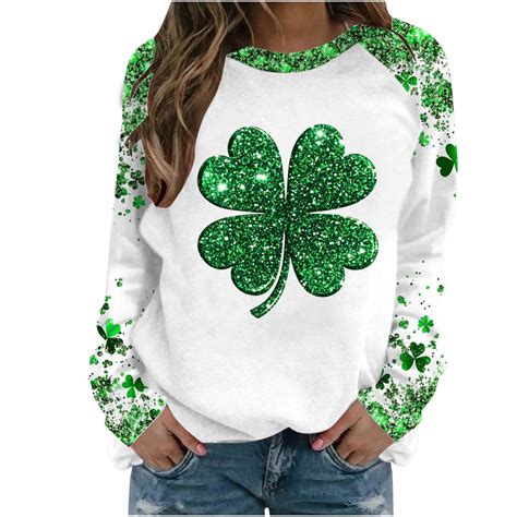 LEBONYARD Women's Trendy Plus Size St. Patrick's Day Printed Round Neck