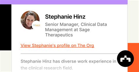 Stephanie Hinz Senior Manager Clinical Data Management At Sage