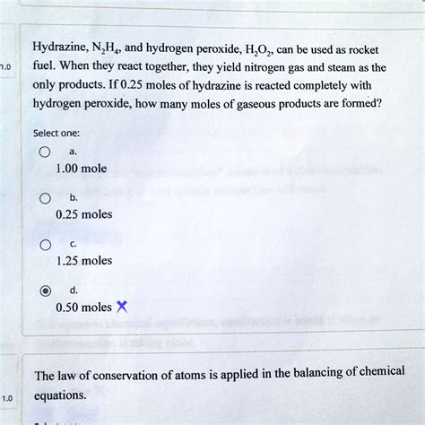 Solved Hydrazine N H And Hydrogen Peroxide H O Can Be Used As