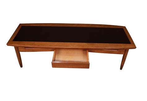 Mid Century Modern Surfboard Coffee Table American Of Martinsville Dania Collection Walnut Black