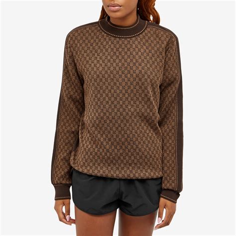 Balmain Mini Monogram Jacquard Knitted Jumper Brown End Es