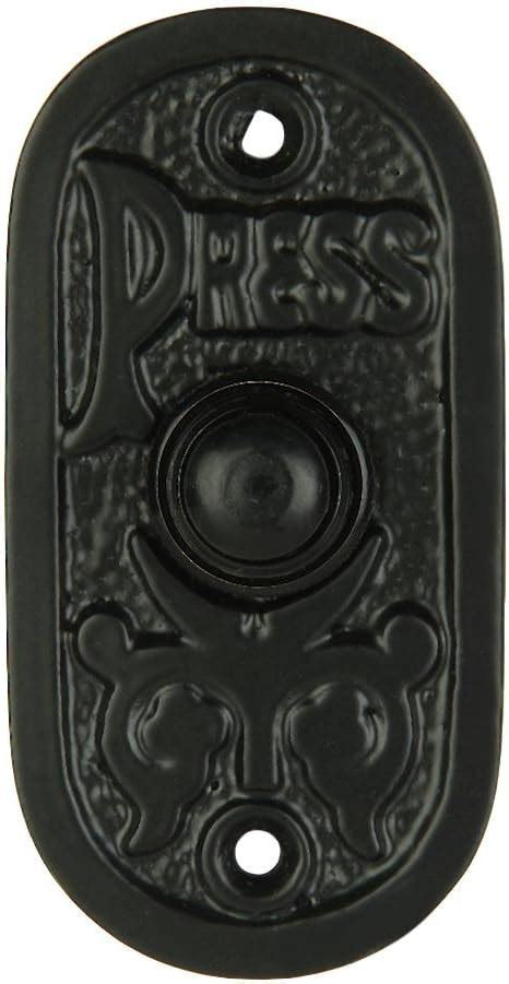 Wired Iron Doorbell Chime Push Button In Black Powder Coat Finish Vintage Decorative Door Bell