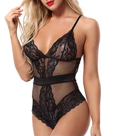 Intimates Sleepwear Sexy Black Lingerie Fishnet Lace Satin Bodysuit Poshmark