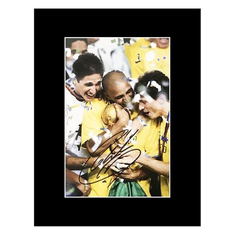 Autographed Roberto Carlos Photo Display - Brazil World Cup 2002