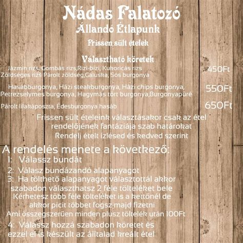 Menu at Nádas Falatozó És Bor Bár restaurant Szob