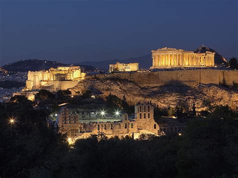 The Parthenon At Night Acropolis Athens Greece Visiting Greece