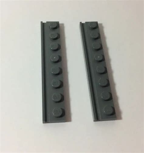 2 X LEGO Plate Modified 1 X 8 With Door Rail Part 4510 Dark Bluish