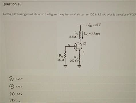 Solved For The Jfet Biasing Circuit Shown In The Figure The