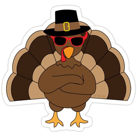 Cool Turkey With Sunglasses Happy Thanksgiving Stickers By Pldesign