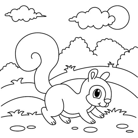 Eekhoorn Cartoon Kleurplaat Pagina Illustratie Vector Voor Kinderen