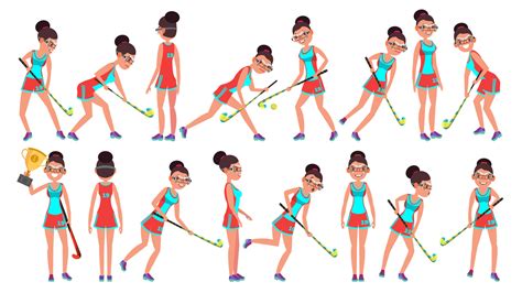 Field Hockey Girl Player Female Vector Women S Grass Hockey Match