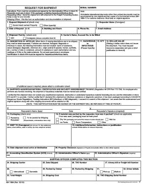 Fillable Online Oma Od Nih Request For Shipment Fax Email Print Pdffiller