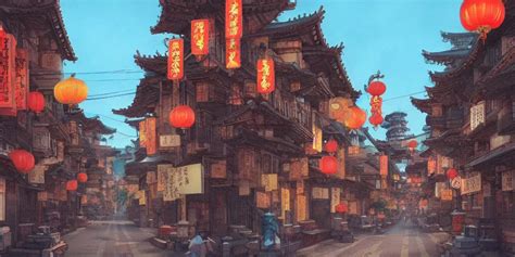 A Quiet Chinatown Street Evening Highly Detailed Stable Diffusion