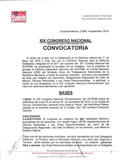 Suterm Nacional On Twitter Convocatoria Xix Congreso Nacional