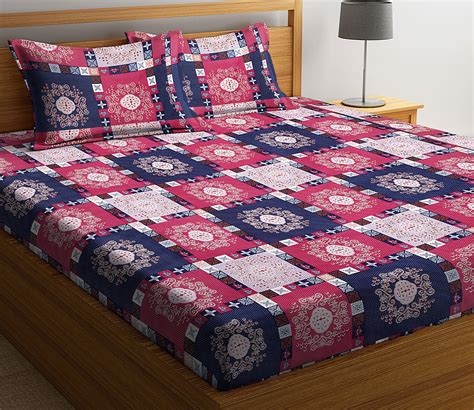 Buy Floral TC Cotton Blend King Size Bedsheet With 2 Pillow Cover