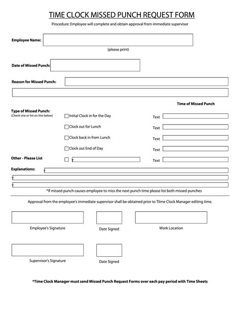 Missed Punch Form Fill And Sign Printable Template Online