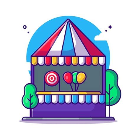 Premium Vector Carnival Shooting Game Booth Cartoon Illustration