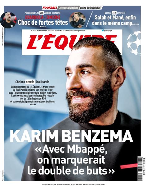 Fabrizio Romano on Twitter Karim Benzema on LÉquipe frontpage today