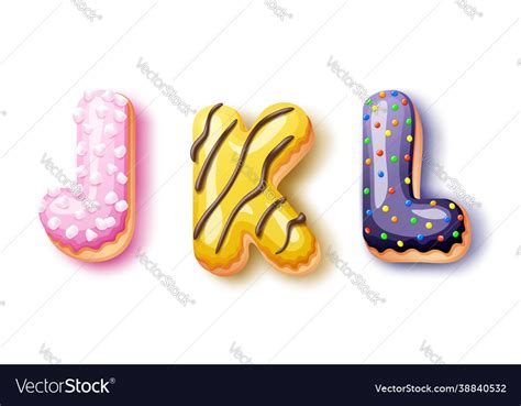 Donut Icing Upper Latters Jkl Font Donuts Vector Image