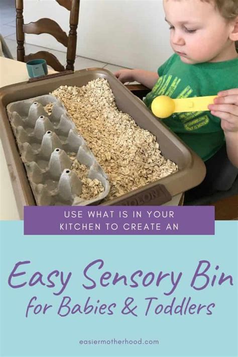 Easy Sensory Bin With Oats For Babies And Toddlers The Default Cook