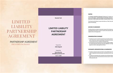 Limited Liability Partnership Agreement Template In Pdf Word Google