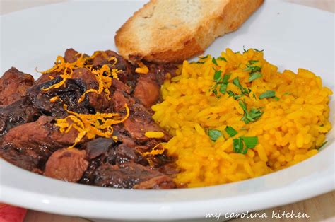 My Carolina Kitchen Pork And Prune Stew With Turmeric Rice