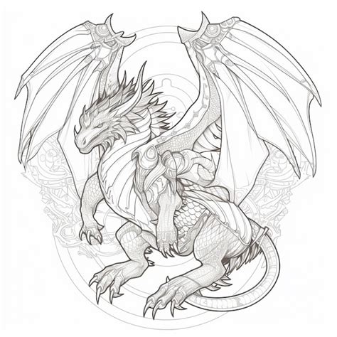 Premium Ai Image A Drawing Of A Dragon With A Dragon Head On Its Back