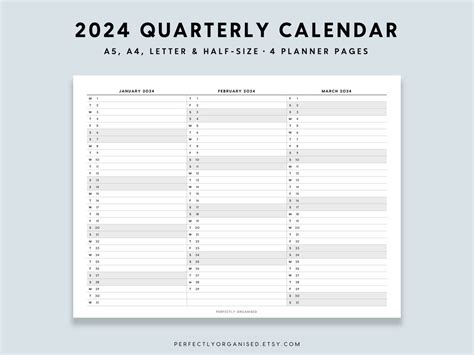 Printable 2024 Foldout Quarterly Calendar 2024 Calendar 2024 Folding