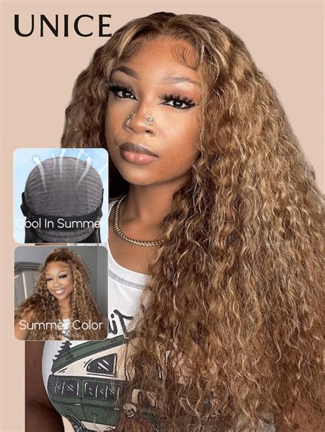 Unice Wigs Bye Bye Knots 7x5 Water Wave Wig Honey Blonde Highlight Pre