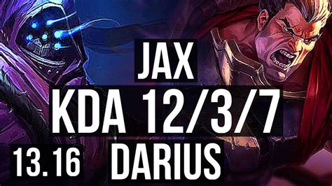 Jax Vs Darius Top 12 3 7 1 0m Mastery 300 Games Dominating