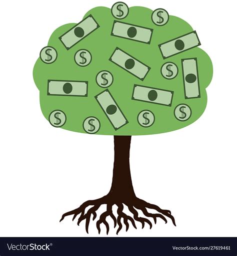 Money on tree cartoon Royalty Free Vector Image