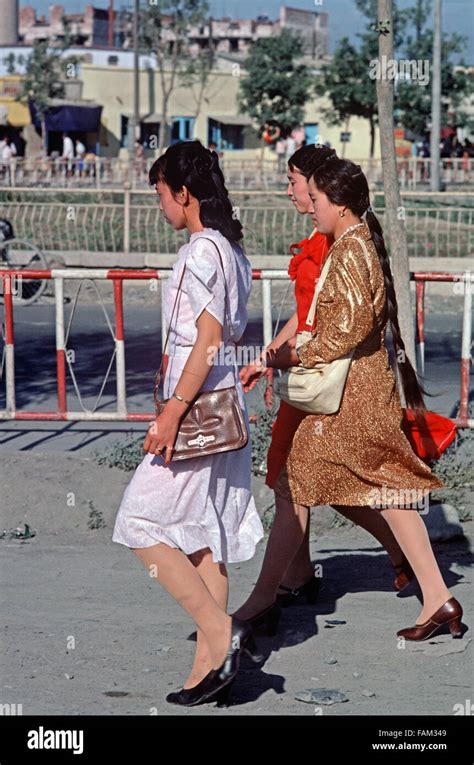 Uyghur Women In Urumqi Street Xinjiang Province Autonomous Region