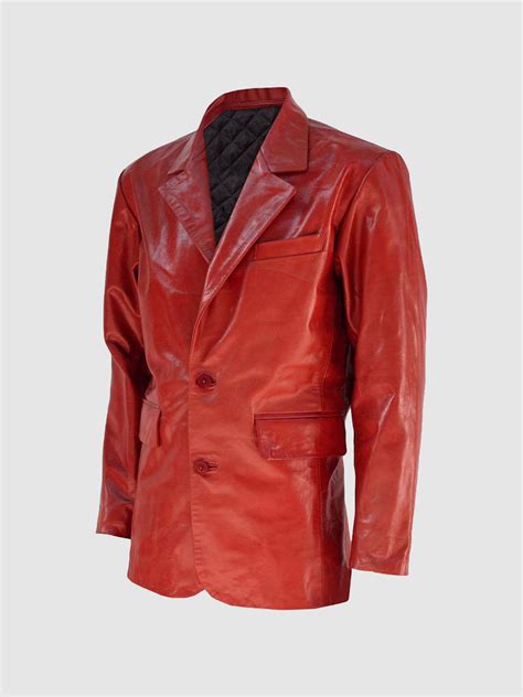 Men S Red Leather Blazer Leather Jacket Master