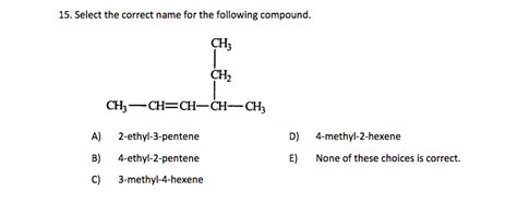 Solved 15 Select The Correct Name For The Following