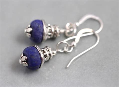 Blueberry Lapis Lazuli Oorbellen Sterling Silver Earhooks Etsy Nederland