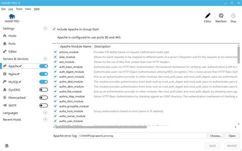 MAMP PRO Windows Documentation Servers And Services Apache