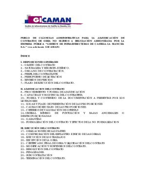 Completable En línea PLIEGO DE CLUSULAS ADMINISTRATIVAS PARA LA