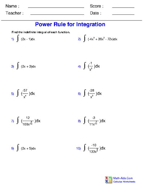 Calculus Worksheet