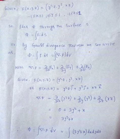 Solved Find The Flux Of The Vector Field F X Y Z Y Z Y Az