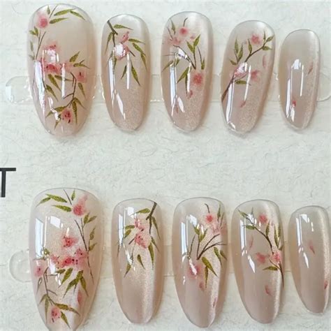 Silvery Nude Velvet Floral Press On Nails Sz S Floral Nails Velvet Nails Bridal Nails