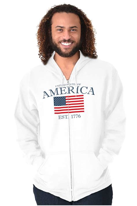 Usa American Pride United States Flag Zip Up Hoodie Mens Womens