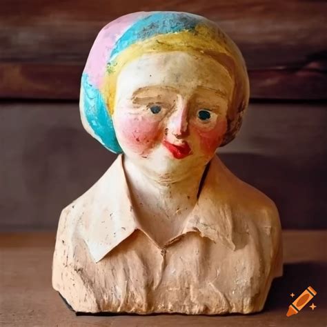 Colorful Vintage Papier Mache Bust On Craiyon