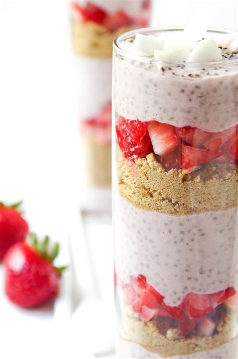 Coconut Chia Pudding Parfaits With Strawberries Graham Crackers The